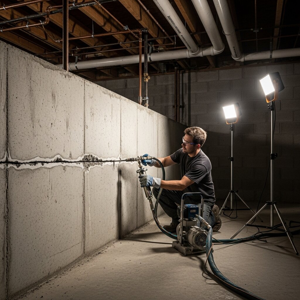 Foundation crack repair cross-section diagram