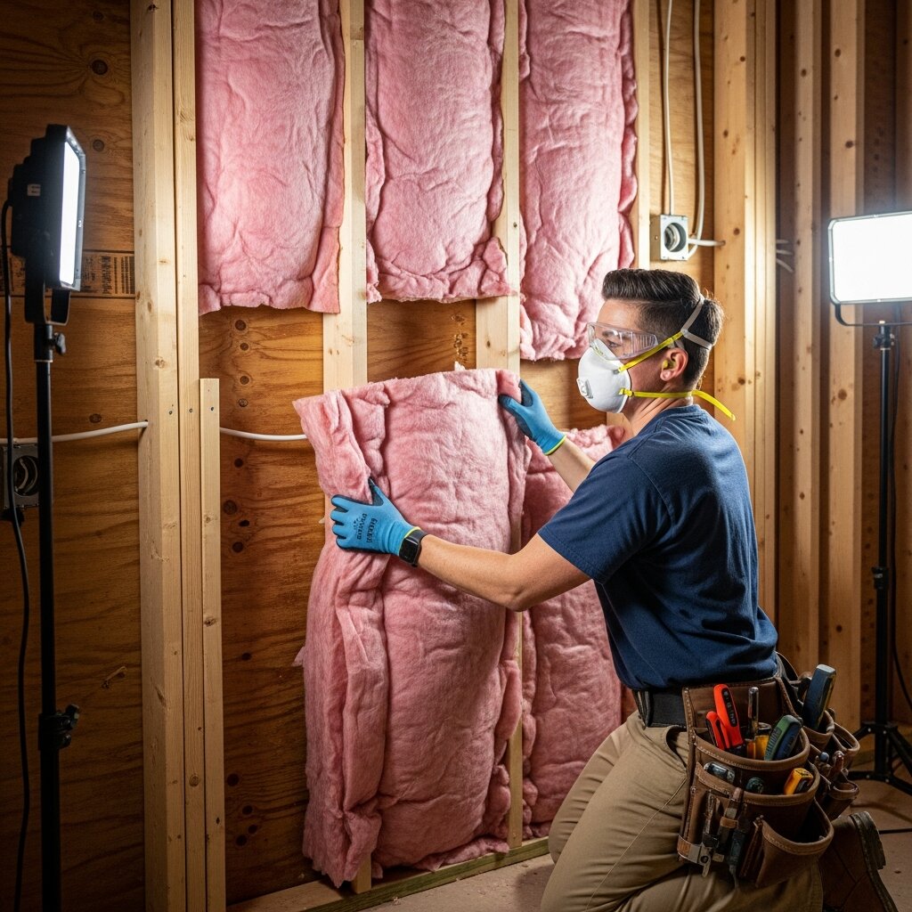 Professional insulation installation in a residential home